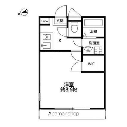 アムール　コーポ　サンレーク　Ⅳ[1K/26.49m2]の間取図