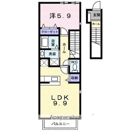 サニーレジデンスＢ[1LDK/41.98m2]の間取図