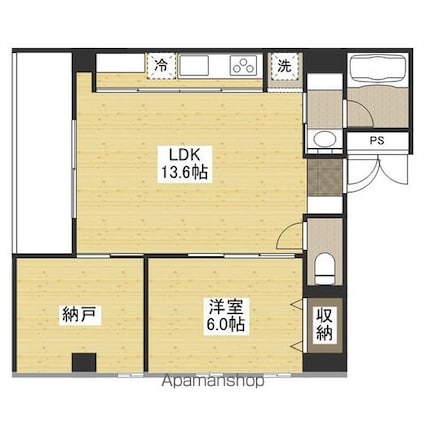 ８７ｇ　ＹＯＳＨＩＪＩＭＡ　ａｖｅ．[1SLDK/56.25m2]の間取図