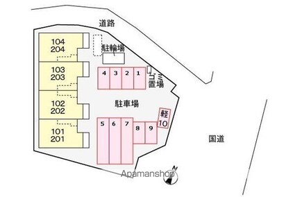 グリーン　ハイツ[1LDK/45.77m2]の配置図