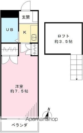 やまゆり館[1K/20.05m2]の間取図