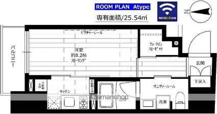 ステージグランデ八王子Ⅱ[1K/25.54m2]の間取図