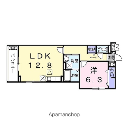 リボーン明誠[1LDK/48.08m2]の間取図