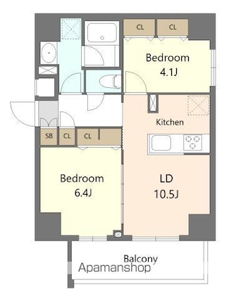 東京都板橋区熊野町[2LDK/50.65m2]の間取図