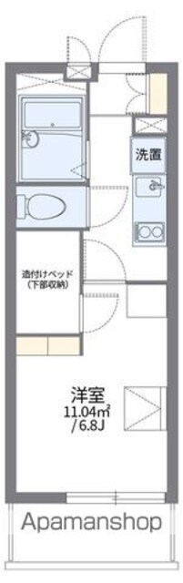 レオパレスラルク[1K/19.87m2]の間取図