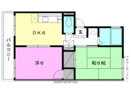 愛媛県松山市水泥町[2DK/39m2]の間取図