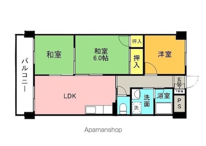 ハイツモンレーブ[3DK/55m2]の間取図