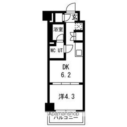 スパシエ幡ヶ谷[1DK/25.5m2]の間取図