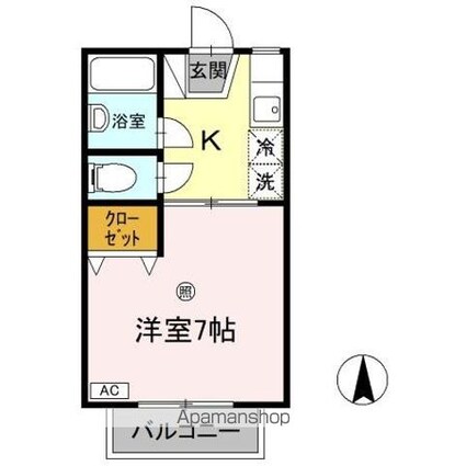 コンフォート屋島[1K/23.4m2]の間取図