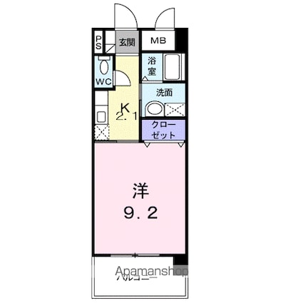 ベルマーレ[1K/30.6m2]の間取図