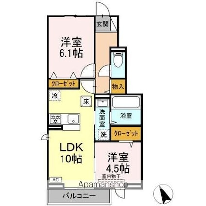 エール[2LDK/50.27m2]の間取図
