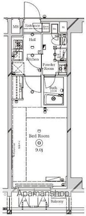 ラフィスタ本蓮沼[1K/25.74m2]の間取図