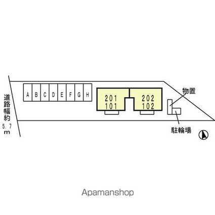 ＥＡＳＴ　ＮＯＮＡＭＩ　六番館[2LDK/56.8m2]の配置図