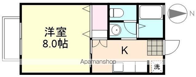 セゾン和気　Ｂ[1K/26.8m2]の間取図