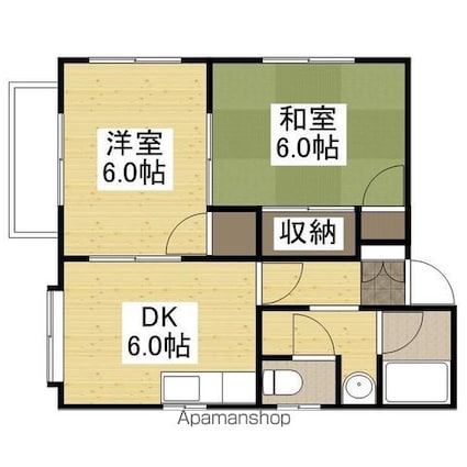 広島県広島市南区宇品神田５丁目[2DK/39.7m2]の間取図