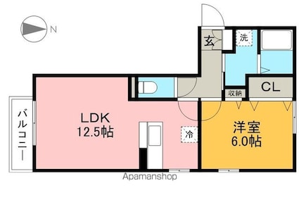 凪たかそね[1LDK/44.06m2]の間取図
