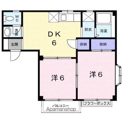 ルナパレスＡ[2DK/42.2m2]の間取図
