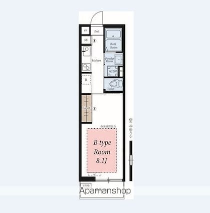 埼玉県白岡市新白岡４丁目[1K/26.08m2]の間取図