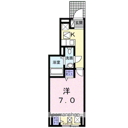 カーサ　ディ　ブリランテ[1K/27.29m2]の間取図