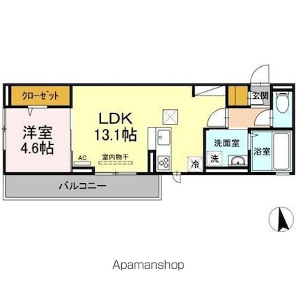 カトレアⅤ[1LDK/43.6m2]の間取図