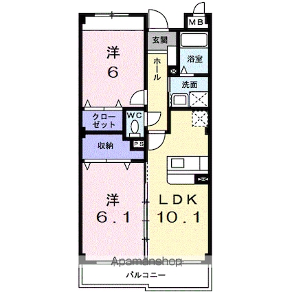ディアコート[2LDK/52.49m2]の間取図