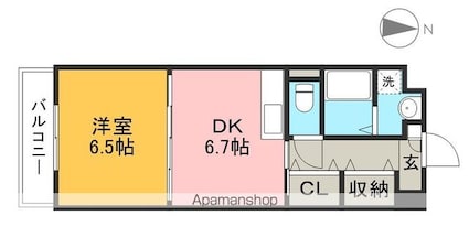 メゾンドフォンテヌ[1DK/35m2]の間取図