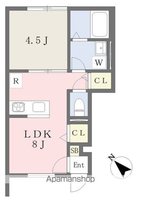 セミデタッチドハウス朝美[1LDK/30.04m2]の間取図