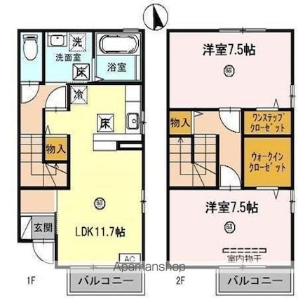 フルール[2LDK/74.35m2]の間取図