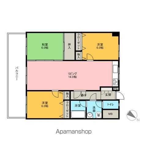 福岡市東区松田のマンションの間取り