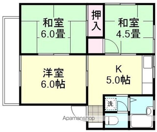 コーポ岸本Ａ棟[3K/42.9m2]の間取図