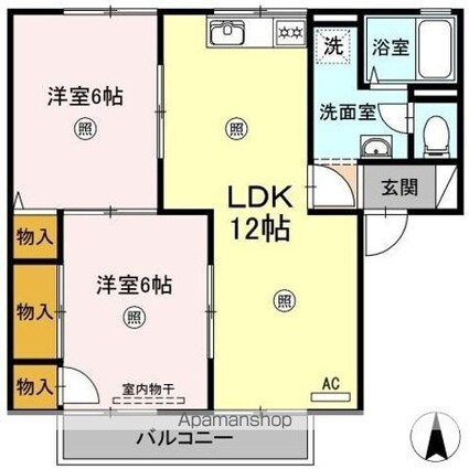 ウエストアベニュー　Ａ棟[2LDK/53.81m2]の間取図