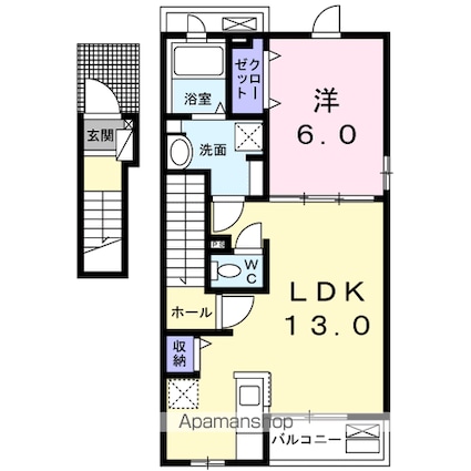 東京都八王子市滝山町２丁目[1LDK/46.9m2]の間取図