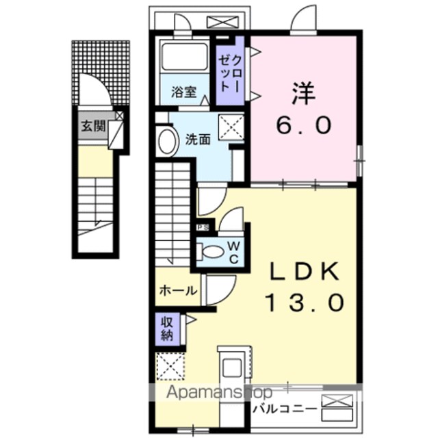 東京都八王子市滝山町２丁目[1LDK/46.9m2]の間取図