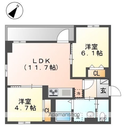 Ｇｒａｎｄ　Ｃｏｕｒｔ日本橋浜町[2LDK/50.7m2]の間取図