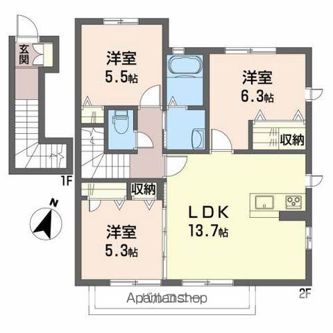 シャーメゾン・カルミア　Ａ棟の間取り