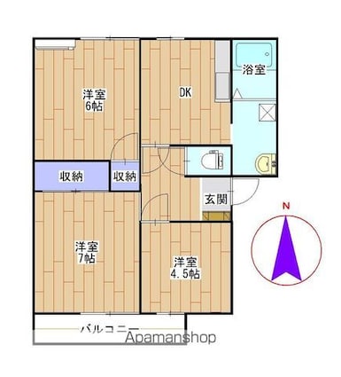 フレグランス双葉Ａ[3DK/50.78m2]の間取図