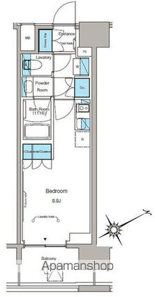 ルフォンプログレ蔵前プレミア[1R/25.4m2]の間取図