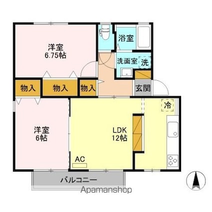 セジュール宮嶋　Ｂ[2LDK/55.44m2]の間取図