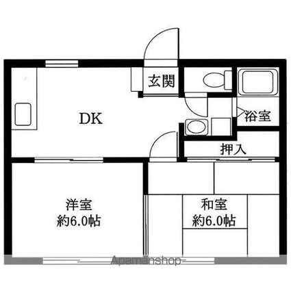エクセレント希望ヶ丘[2DK/40.89m2]の間取図