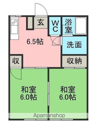 光ハイムＡ[2DK/40.72m2]の間取図