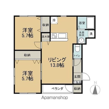 アビタ奥野Ａ[2LDK/55.34m2]の間取図