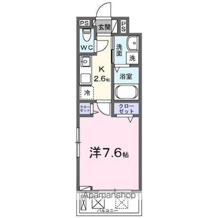 ウエスト　コミタリアⅢ[1K/27.02m2]の間取図