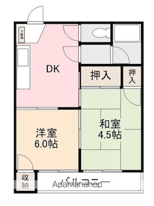 香川県高松市浜ノ町[2DK/35m2]の間取図