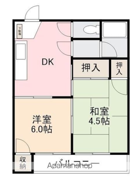 河本ビル[2DK/35m2]の間取図