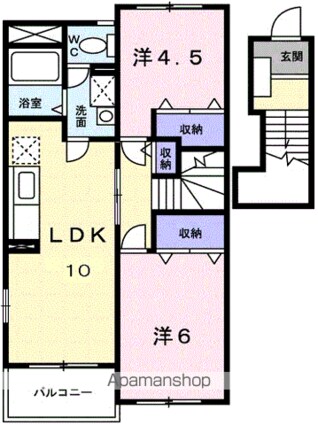 ＬＩＯＮ　ＮＡＫＡＦＵＫＡＷＡ[2LDK/51.67m2]の間取図