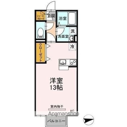 パラディー森塚[1K/33.34m2]の間取図