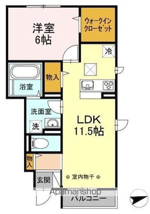 レ・ブルー[1LDK/45.69m2]の間取図