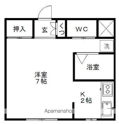 ビガーズマンション[1K/22.9m2]の間取図
