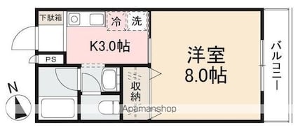 ＳＴＥＬＬＡ西宝町[1K/26.49m2]の間取図