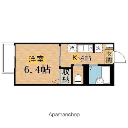 フォンテンブロー[1K/22.68m2]の間取図